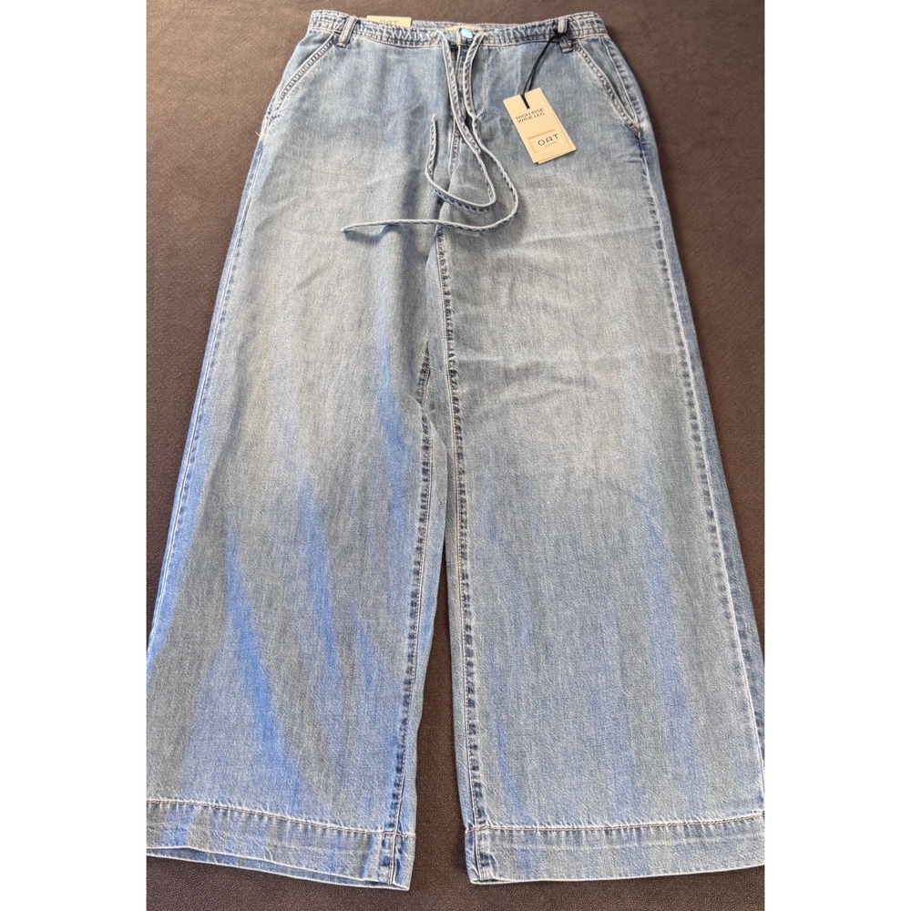 NWT OAT New York High Rise Wide Leg Jeans Light Wash Blue Size 8/29